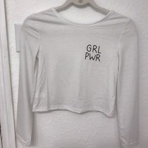 White Cropped GRL PWR Long Sleeve